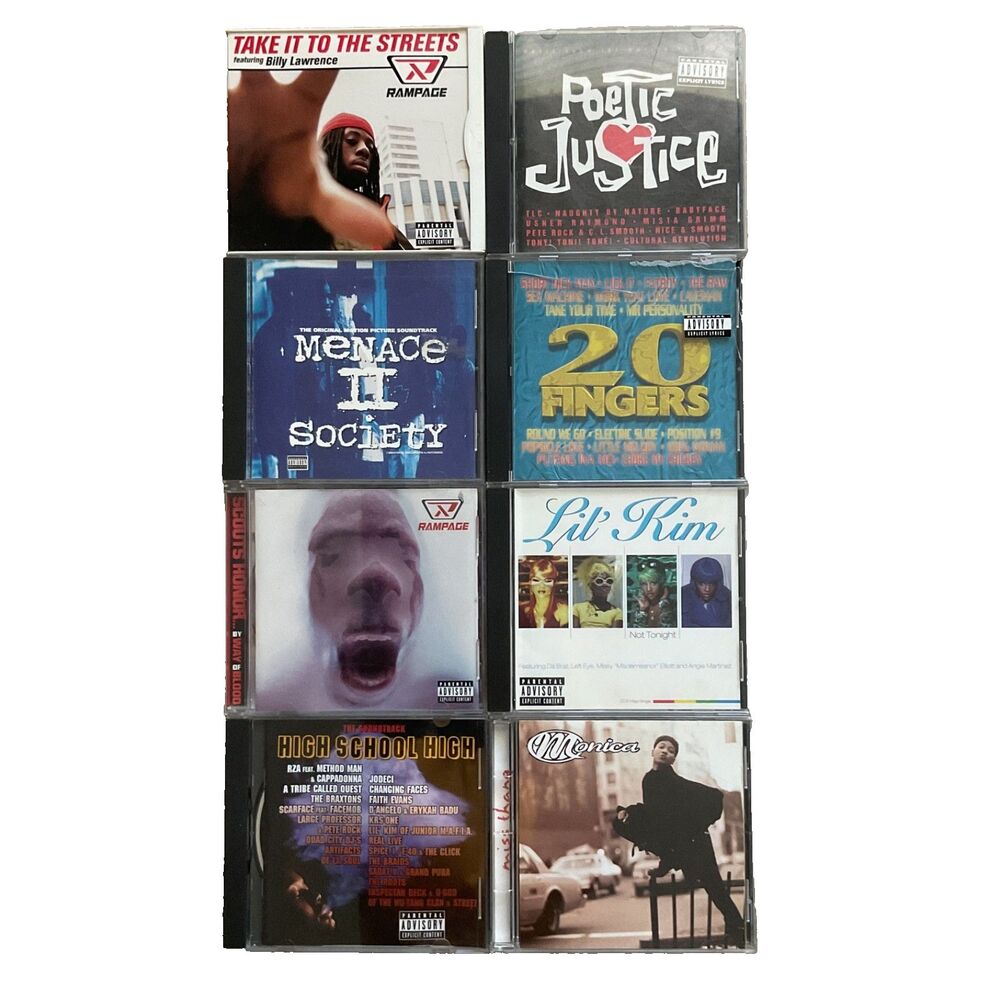 VTG 90s Rap Hip Hop R&B CD Lot 8 20 Fingers Compilation Rampage Poetic Justice